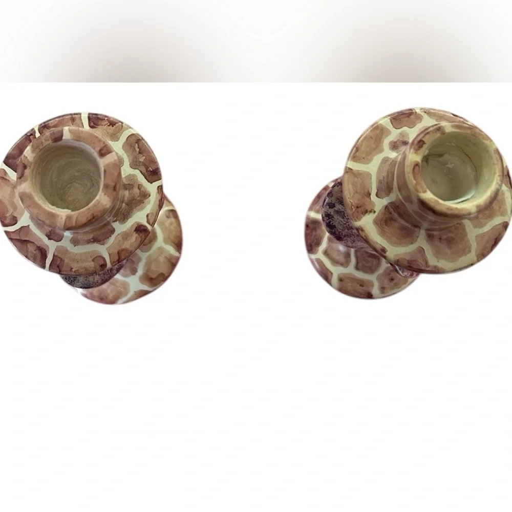 Giraffe Print Swirl Candle Holders